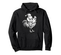 Poulet de Noël Vintage - Père Noël chevauchant Noël Crazy Coq Sweat à Capuche