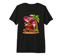 Poulet d'été sur Une Chaise de Plage Buvant des Vacances à la Noix de Coco T-Shirt Haut de Gamme