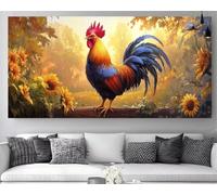 Poulet Diamond Painting Tournesol Diamond Painting Adulte Grand Format 70x140cm, 2025 New DIY Peinture Diamant 5D Cristal Strass Point de Croix Canvas Broderie Gem Art,Décoration Maison Cadeau Z-P421