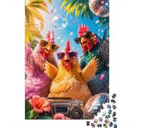 Poulet Disco Radio Puzzle, 1000 Pièces pour Adultes Haute Qualité | 38x26cm Carton, Exercice Cérébral, Découpe Précise, Amateurs De Puzzles, Réduction Du Stress