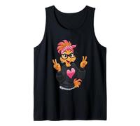 Poulet drôle avec Lunettes, Signe de Paix Crazy Chicken Lady Débardeur