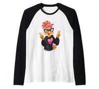 Poulet drôle avec Lunettes, Signe de Paix Crazy Chicken Lady Manche Raglan