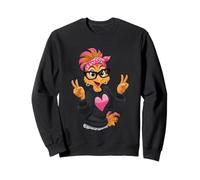 Poulet drôle avec Lunettes, Signe de Paix Crazy Chicken Lady Sweatshirt