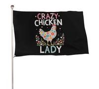 Poulet Fou, Amateurs De Poulet Drôles Drapeau De Jardin Couleurs Vives Drapeaux Résistant Aux Intempéries Garden Flag Pour Porche Balcon Fête 90X150Cm