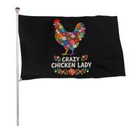 Poulet Fou, Amateurs De Poulet Drôles Drapeaux Décoratif Drapeau De Jardin Résistant Aux Intempéries Drapeau Pour Maison Célébrations Extérieur 90X150Cm