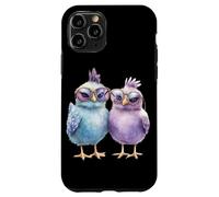 Poulet moelleux avec lunettes de soleil violet bleu lavande plume Coque pour iPhone 11 Pro
