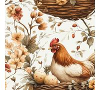 Poulet Panier Œufs Papier Adhesif Meuble Plante Fleur Mat Papier Peint Mural Film Autocollant Wallpaper Rouleau Impermeable Stickers Collant Décoration pour Cuisine Tables Armoires Mur 0.45X3 M