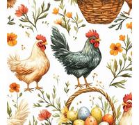 Poulet Panier Œufs Papier Peint Autocollant 0.52X3 M Meuble Film Décoratif Plante Fleur Imperméable Mat Stickers Collant Rouleau Facile à Nettoyer et Amovible pour Surface Porte Armoire Cuisine