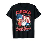 Poulet patriotique Chicka Boom Boom Funny du 4 juillet T-Shirt