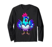 Poulet Portant des Lunettes de Soleil drôle Farm Gamer Tag Coq Manche Longue