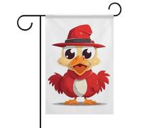 Poulet portant un chapeau floral drapeau de jardin 30,5 x 45,7 cm double face à l'extérieur, anniversaire de mariage, cour, drapeau extérieur pour famille, nom de famille, décoration extérieure