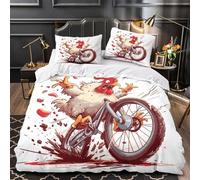 Poulet rigolo Housse de Couette 3D Imprimée Confortable Léger Humour animalier de dessin animé Parure de Lit Microfibre Hypoallergique Fermeture Éclair Super Douce for Garçon Single（140x200cm）