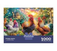 Poulets de Conte de fées 1000 Pièces Trio Coq Puzzle Adulte pour Experts Papier Recyclé Carton Résistant Anti-Stress Difficile Stimuler l'esprit avec Affiche Guide 52x38cm/1000pcs