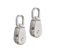 Poulie 304 Acier Inoxydable M25 Simple de Rouleau de Poulie Idéal pour Garage Chargement de Machine Rideau Corde à Linge Sûr Chargement 150kg / 331lbs Argent 2 Pièces