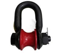 Poulie à crochet robuste avec manille marine, clip de roulement rotatif et rouleau de câble en acier (4T), large roue pour gréement et levage, rouge et noir