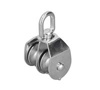 Poulie à Double Roue, 2mm/1.3in 304 Poulie Marine en Acier Inoxydable Poulie à Double Roue Poulie D'ascenseur de Bateau Rouleau à Double Roue 250kg Chargement pour Yachts Hors-bord