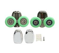 Poulie à roulettes verte, 2 pièces, pour salle de douche, salle de bains, partie supérieure et inférieure en verre, porte coulissante, poulie à roulettes