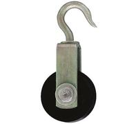 Poulie crochet - résistance 63 Kg - acier zingué - galet 40mm - corde 10mm