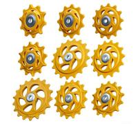 Poulie de dérailleur arrière 10 dents avec roulements en acier pour vélo usinée CNC pour précision et mouvement fluide de la chaîne (jaune 18T)