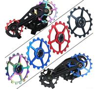 Poulie de dérailleur arrière 1117T avec roulement en céramique, compatible avec VTT et vélo de route, alliage d'aluminium léger avec roulements en acier scellés (rouge 11T)