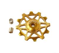 Poulie de dérailleur arrière 12/14T en aluminium usiné CNC avec roulements en céramique Si3N4 haute efficacité et faible friction pour vélo de route (doré 12T)