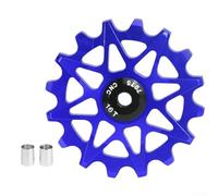 Poulie de dérailleur arrière de vélo en alliage d'aluminium avec roulements et bagues en céramique pour 6 à 12 vitesses - Rouge, bleu, noir (16T bleu)