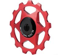 Poulie de dérailleur de vélo en alliage d'aluminium 11T 13T avec roulements métalliques et design à dents profondes pour VTT et vélos de route (rouge 13T)
