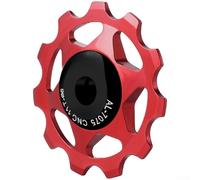 Poulie de dérailleur de vélo en alliage d'aluminium avec roulements métalliques, 11T/13T, pour vélos de montagne et de route, design creux, noir/violet/rose/rouge/or/arc-en-ciel (rouge 11T)