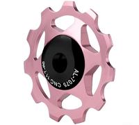 Poulie de dérailleur de vélo en alliage d'aluminium avec roulements métalliques, 11T/13T, pour VTT et vélos de route, design creux, noir/violet/rose/rouge/or/arc-en-ciel (rose 11T)