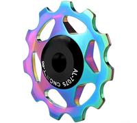 Poulie de dérailleur de vélo en alliage d'aluminium avec roulements métalliques, roue de guidage à dents profondes 11T 13T pour VTT et vélos de route, structure creuse légère (vibrant 11T)