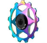 Poulie de dérailleur de vélo en alliage d'aluminium avec roulements métalliques, roue de guidage à dents profondes 11T 13T pour VTT et vélos de route, structure creuse légère (vibrant 13T)