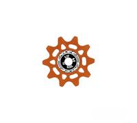 Poulie de dérailleur VTT en alliage d'aluminium avec géométrie optimisée pour la rétention de la chaîne et un frottement minimal 10T et 12T (10T-Orange)