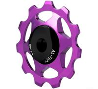 Poulie de guidage de dérailleur de vélo en alliage d'aluminium léger 11T 13T Structure creuse et système de roulement en métal pour vélos de route/VTT (violet 11T)