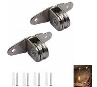 Poulie de renvoi avec roulement duplex, poulie en métal, poulie de renvoi en métal, poulie avec roulements à billes, bloc de poulie pour corde, avec 4 vis et 4 douilles en plastique blanc (2 pièces)