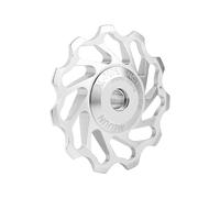 poulie en céramique en 2 parties, galet de guidage du dérailleur en alliage d'aluminium, roue de support du roulement en céramique pour les vélos de VTT (argent)