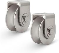 Poulie, Lot de 2 poulies à gorge en acier inoxydable 304, roulement duplex robuste, roue rainurée silencieuse(54mm V type)