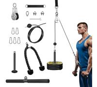 Poulie Musculation Maison, Cable Machine Musculation Poulie Haute et Basse avec Barre Droite Corde Triceps Poulie Musculation pour Entraînement en Force des Bras Triceps Dos