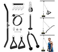 Poulie Musculation Maison, Cable Machine Musculation Poulie Haute et Basse avec Barre Tirage Corde Triceps Poignée Poulie Musculation pour Entraînement en Force des Bras Biceps Triceps Dos