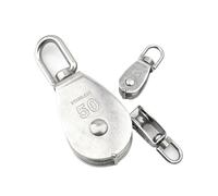 Poulie pivotante en acier inoxydable - Outil d'élévation de roue simple/double, poulie de câble métallique M15/M25 (75 mm de diamètre) pour des applications de levage et de gréement robustes