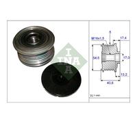 Poulie roue libre, alternateur INA 535 0109 10