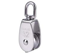 Poulie simple M15/M20/M25/M32 en acier inoxydable, poulie pivotante, charge de 35/75/150/250 kg pour corde de levage - lot unique, argent