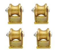 Poulies à roues en U ， Roues rigides robustes 4 pièces, rouleau de voie directionnel à poulie, Double roulement, or, for Machines industrielles, porte coulissante(60mm/2.5in)