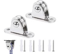 Poulies métalliques, poulie à double roulement, poulie avec 4 vis et 4 manchons en plastique blanc, poulie à câble à roulements à billes, poulie à moufle verticale pour câbles, 2 pièces