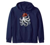 Poulpe avec tête de Mort et os croisés - Pieuvre Pirate Sweat à Capuche