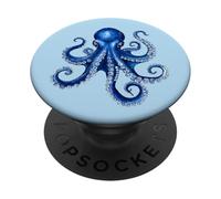 Poulpe bleu cool pour amoureux de la mer, de l'océan, des tentacules PopSockets PopGrip Interchangeable