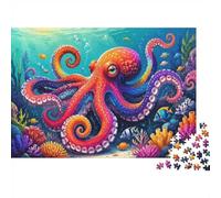 Poulpe Corail Poisson 1000pcs Mini Puzzle pour Adultes Difficile | 38x26cm Papier Décoration Salon Coupe Précise Cadeau Ami Relaxation