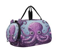 Poulpe De Dessin Animé Violet Sac de Sport Natation avec Compartiment à Chaussures,Sac de Voyage Weekend Sac à Main pour Filles GarçOns