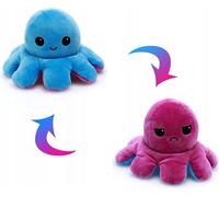 Poulpe en peluche double face Rose/Bleu Doudou 20x10 cm