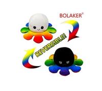 Poulpe en peluche réversible 20cm, Noir + blanc