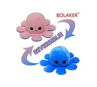 Poulpe en peluche réversible 20cm, Rose + bleu